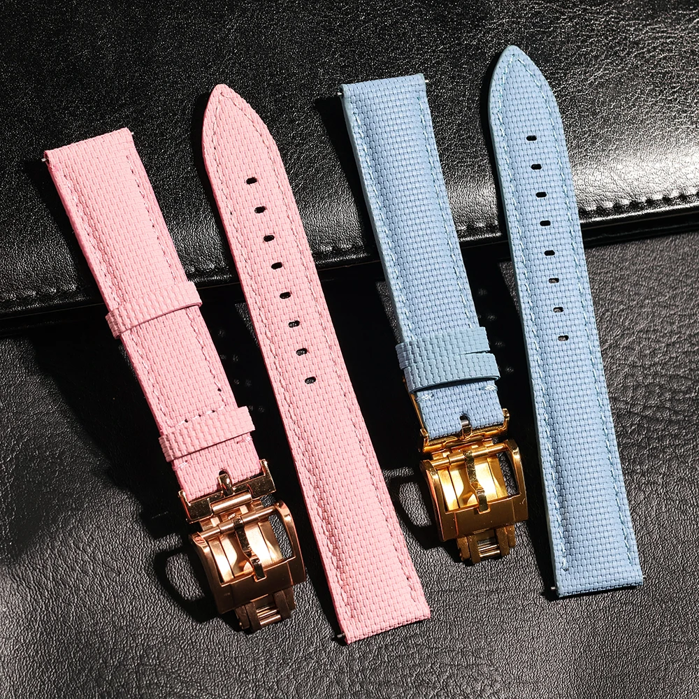 Per orologio da donna Sailcloth Signature FKM cinturino in gomma 18mm 19mm 20mm 21mm 22mm cinturino FKM con fibbia a molla a sgancio rapido