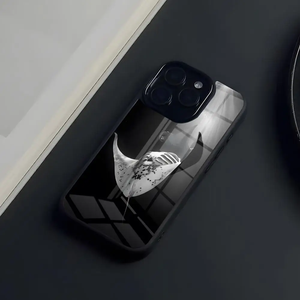 Manta-Rochen Handyhülle für iPhone 17 Pro Max 16 15 14 13 11 Pro Max Plus Glas-Handyhülle