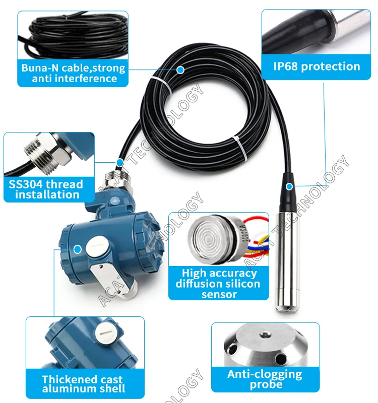 

Integrated static pressure input type liquid level transmitter display probe liquid level gauge water level sensor