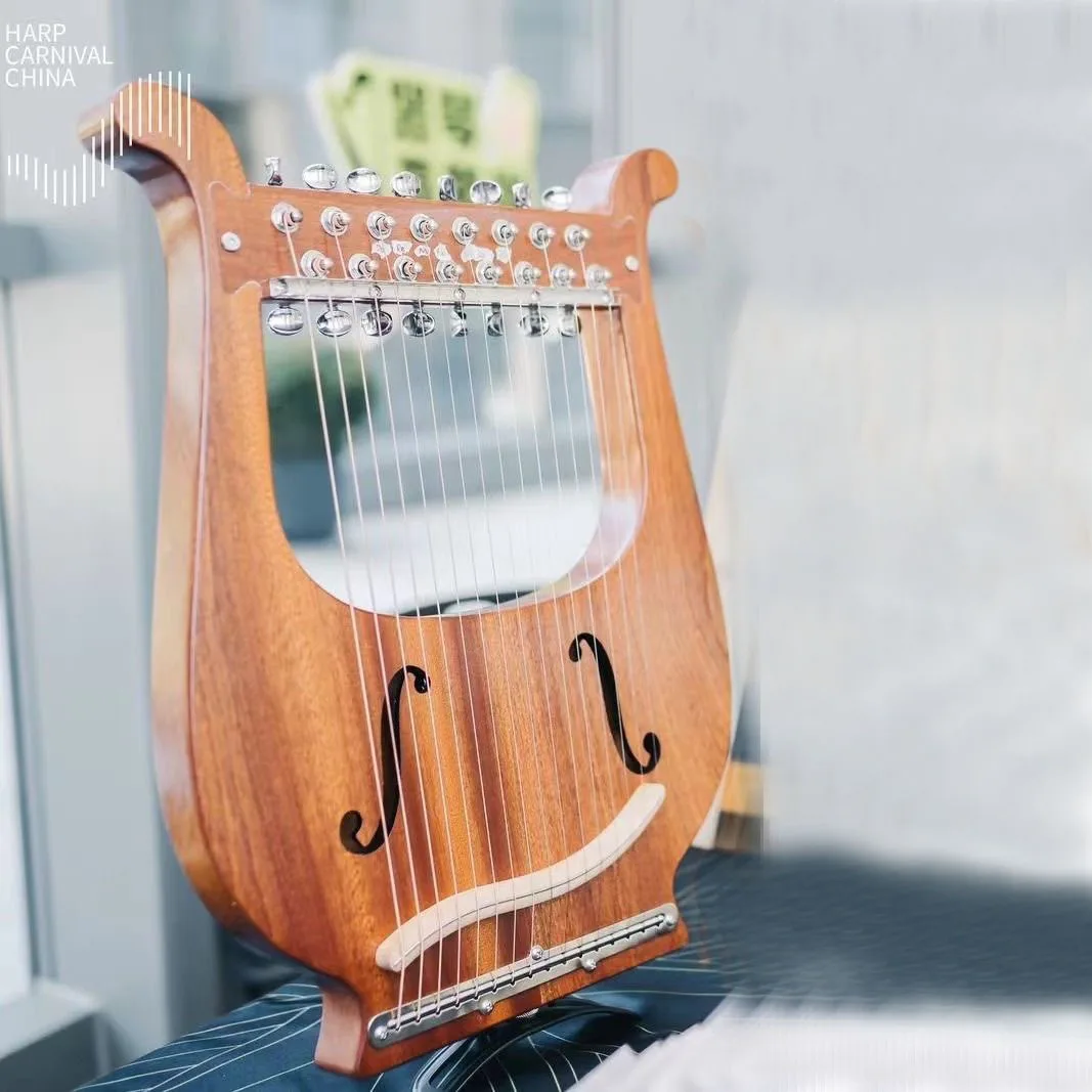 

16 Strings Lyre Harp Mahogany Wood Musical Instrument for Beginners F-Hole Leier נבל With Tuning Wrench Extra Strings