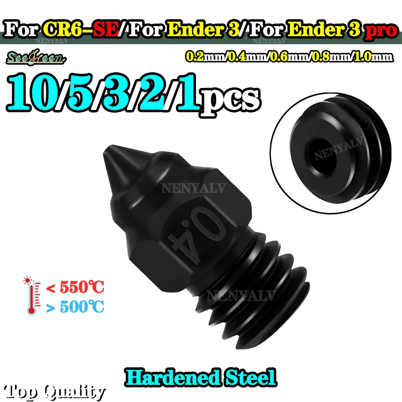 

For CR6-SE Hardened Steel Nozzle For CR-6 SE Sprite Extruder Ender 3 ender3 pro MAX V2 Ender 5 CR-10 3D Printer