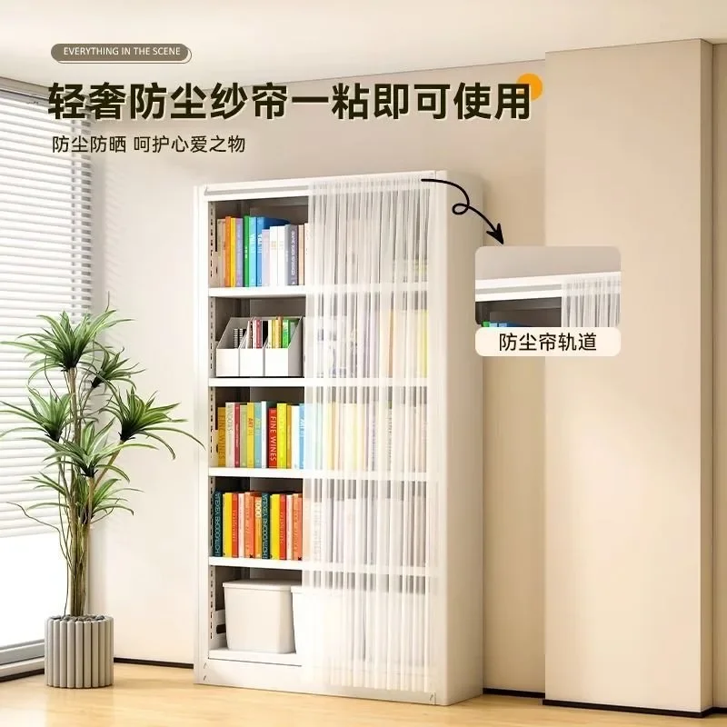 Estantería doméstica a prueba de polvo con cortina, libros ilustrados de biblioteca, estante de almacenamiento para sala de estar, dormitorio de piso a techo