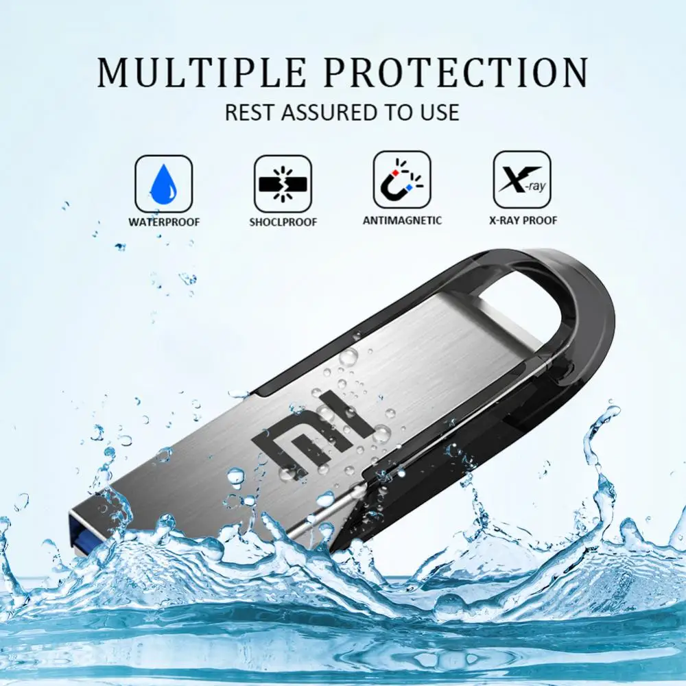 Xiaomi Waterproof Metal Flash Drive, Thumbdrive Pendrive, U Disk Keyrings, Pode ser Fixado Memória USB, 256GB, 512GB, 1TB, 2TB, Novo