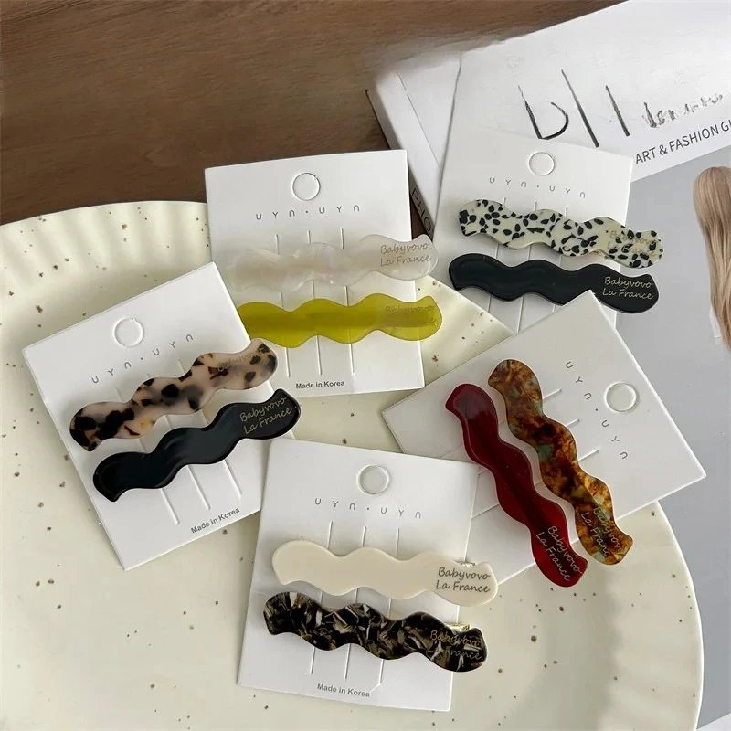 

New Acetate Sweet Hair Clip Cute Wavy Duckbill Side Clip Fashionable Bangs Hair Clip for Women