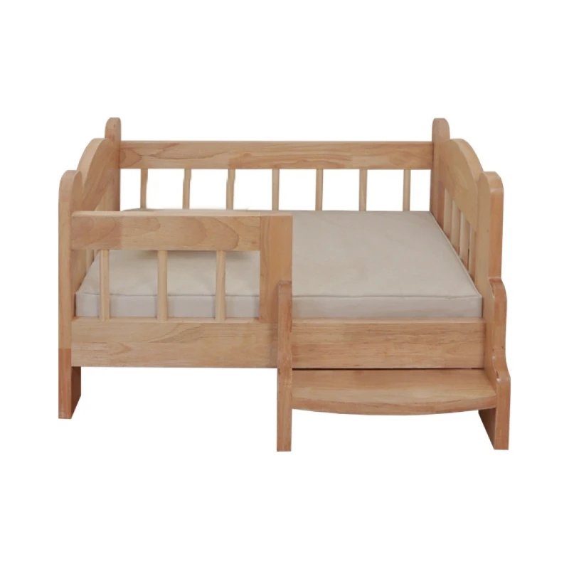 

Pastoral pet solid wood rubber wood small bed removable canvas mattress four seasons moisture-proof small and medium