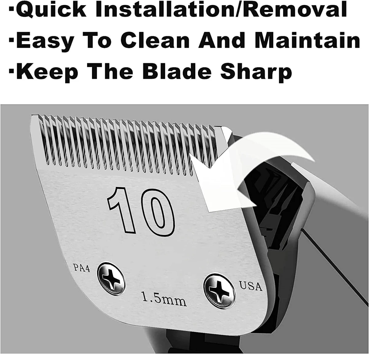 10# Detachable Pet Clipper Steel Blade, Compatible with Ainds, Oster A5, Wahl Km and Other Series of Clippers