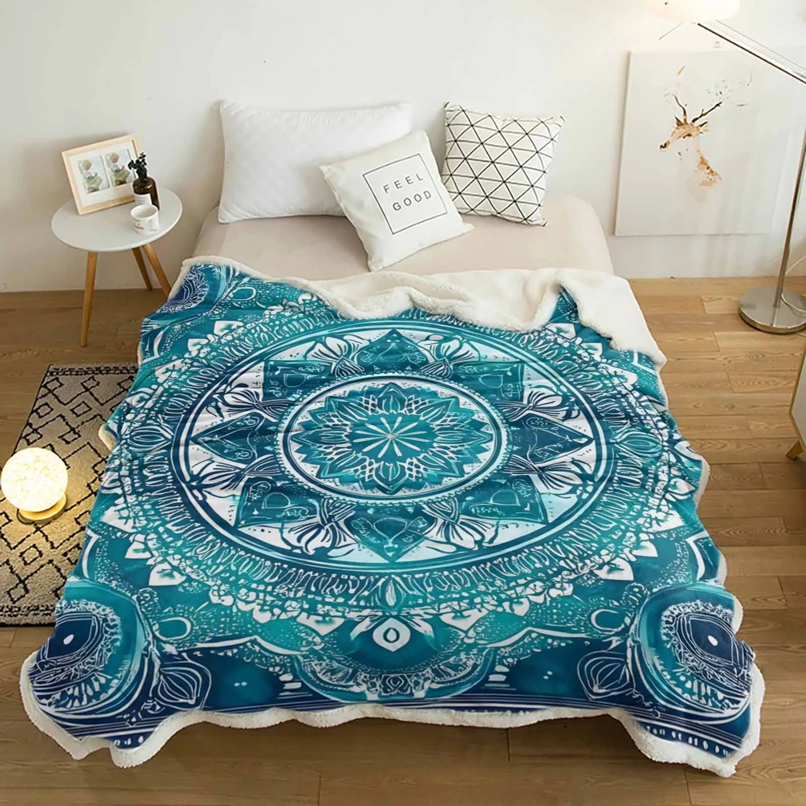 

Кашемировое одеяло в национальном синем стиле в стиле ретро, теплое зимнее мягкое одеяло для кроватей, шерстяное одеяло для дивана, покрывало