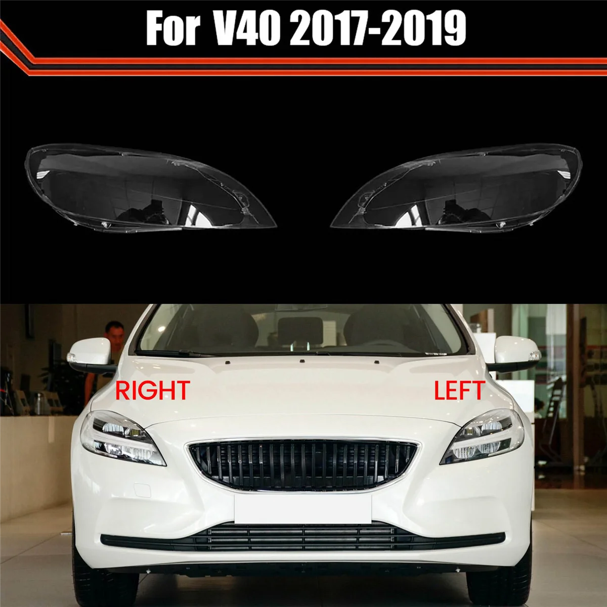 For Volvo V40 2017-2019 Transparent Lampshade head light lamp Cover Glasses Lamp Shade Headlight Shell Cover Lens Right