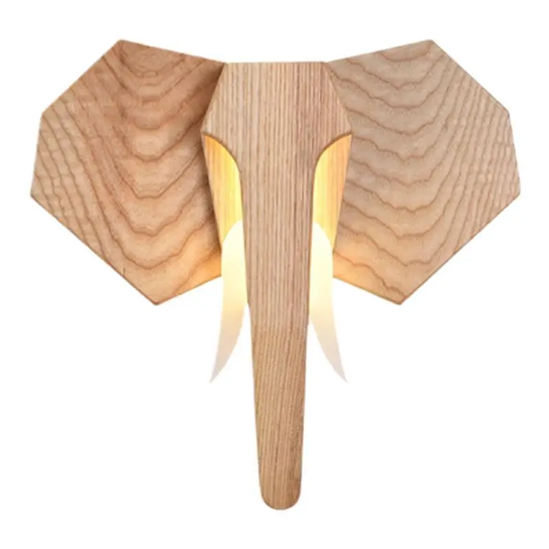 

Personalized solid wood elephant wall lamp B & B creative hotel room bedside lamp LED decorative lamp log wind ambient