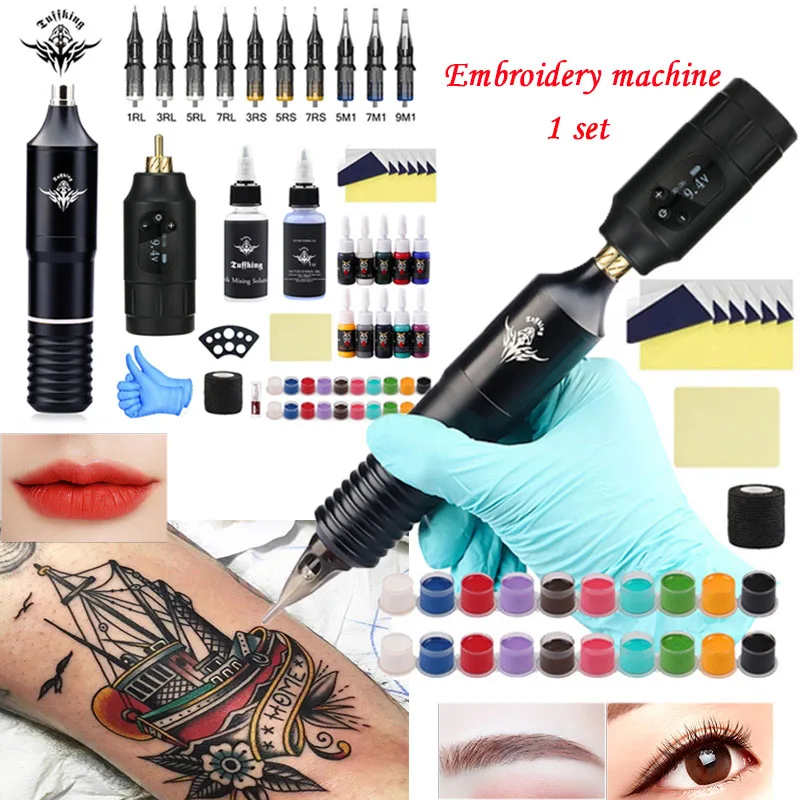 Explosive Tattoo Set Eyebrow Tattoo Embroidery Machine Full Set Of Tools Tattoo Pen Set Tattoo Motor Machine Wholesale Cosmetics