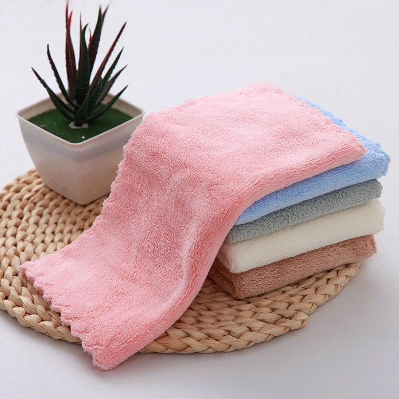 Handuk Microfiber pembersih wajah, 10 PCS handuk tangan kain lap persegi beludru karang cepat kering penyerap air lembut