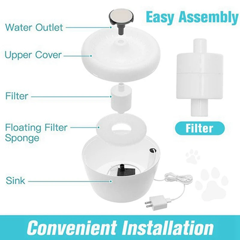 12Pcs Cat Water Fountain Filter Dog Drinking Dispenser Filter Flowing Fresh Water/Loop Filter Automatic