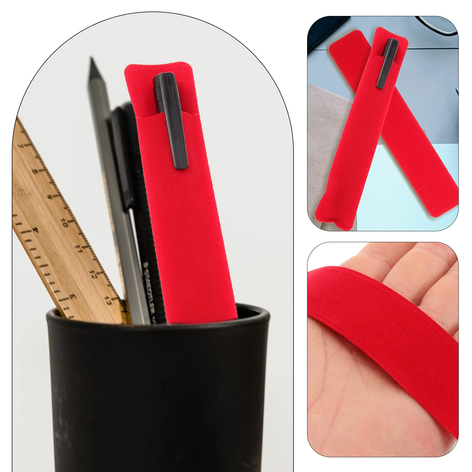 20 Pcs Key Pen Cover Protective Pens Bag Holder Red Pvc Flocking Fountain Pouch