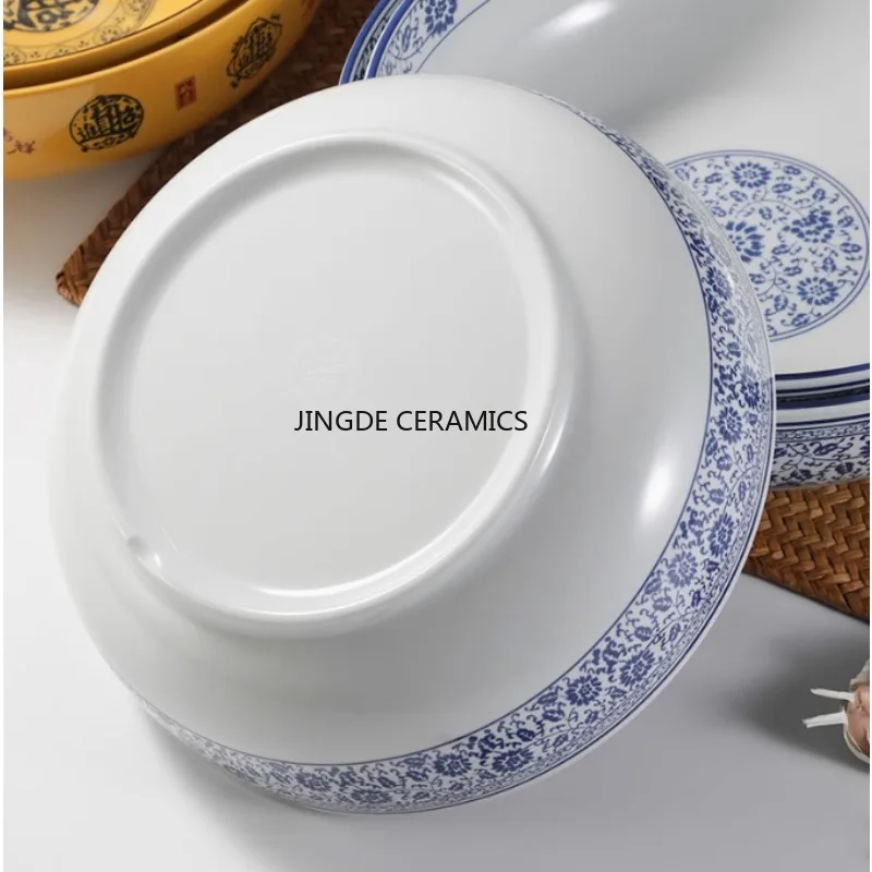 Melamine Blue and White Bowl Special Hotel Large Bowl Shop Noodles in Soup Bowl Chinese Style Kitchen Utensils Household Items