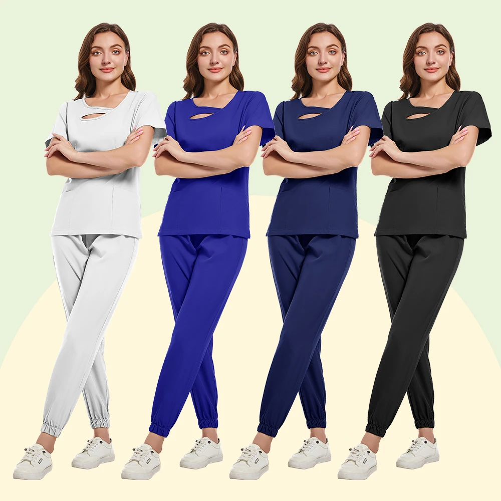 Classic surgical clinician care clothing Dental supplies set Beauty salon work clothes Short sleeve top long pants scrub 