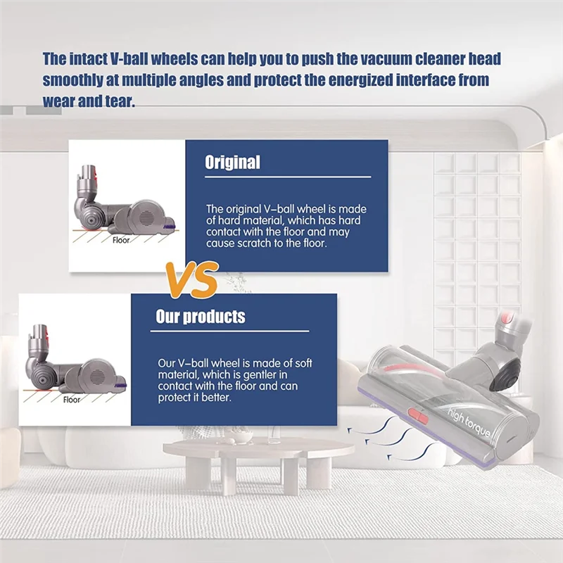 Suku Cadang Penyedot Debu Roda Bola untuk Pengganti Kepala Pembersih Tinggi untuk Penyedot Debu V10 V11 V15 Roda Bola Tinggi 100W