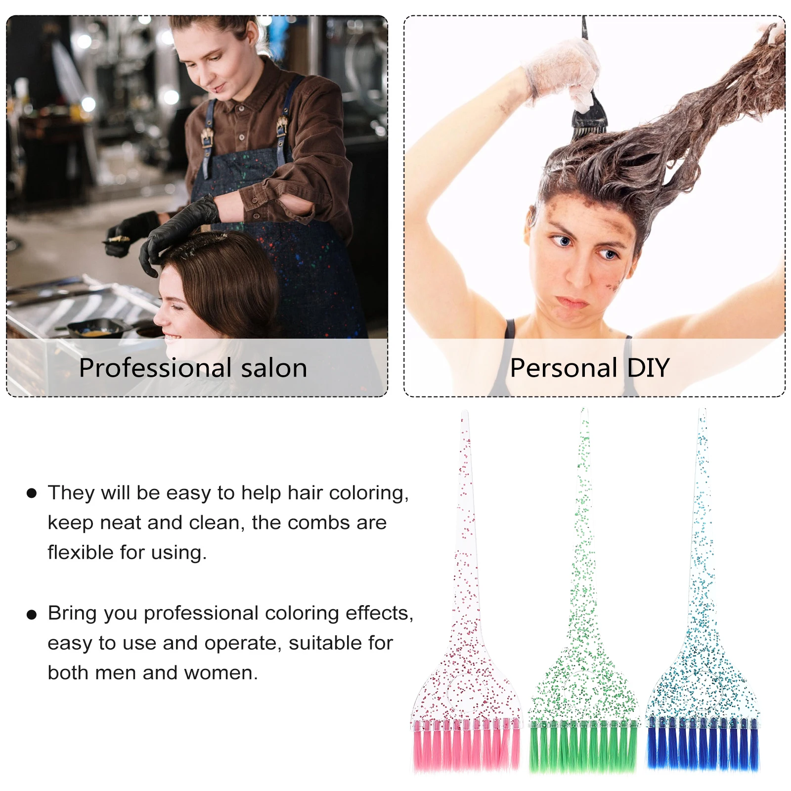 

3Pcs Hair Dye Applicator Soft Strokes Perfect for Professional Personal Use Hair Coloring Brush Highlighting Hairdressing Tool