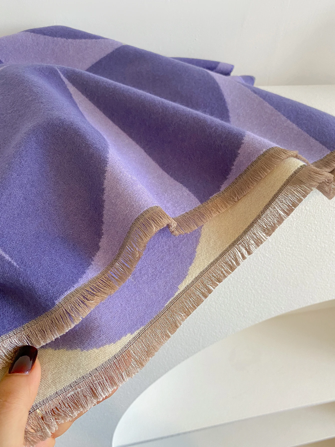 Luxus Kaschmir Plaid Schal Winter Frauen Pashmina Schals Warme Decke Wraps Weiblich Foulard Bandana Marke Dicke Schals Hijab – Detail 4