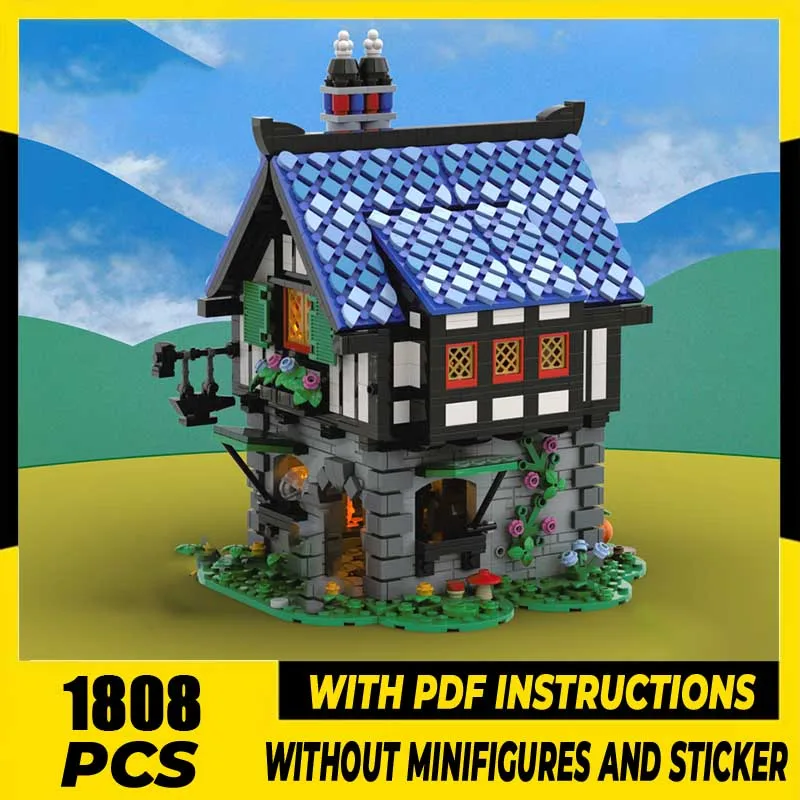 

Строительные блоки Moc, модульный кукольный магазин, модель для перемещения, технология, кирпичи, сделай сам, сборка, средневековая модель замка, игрушки для заключения