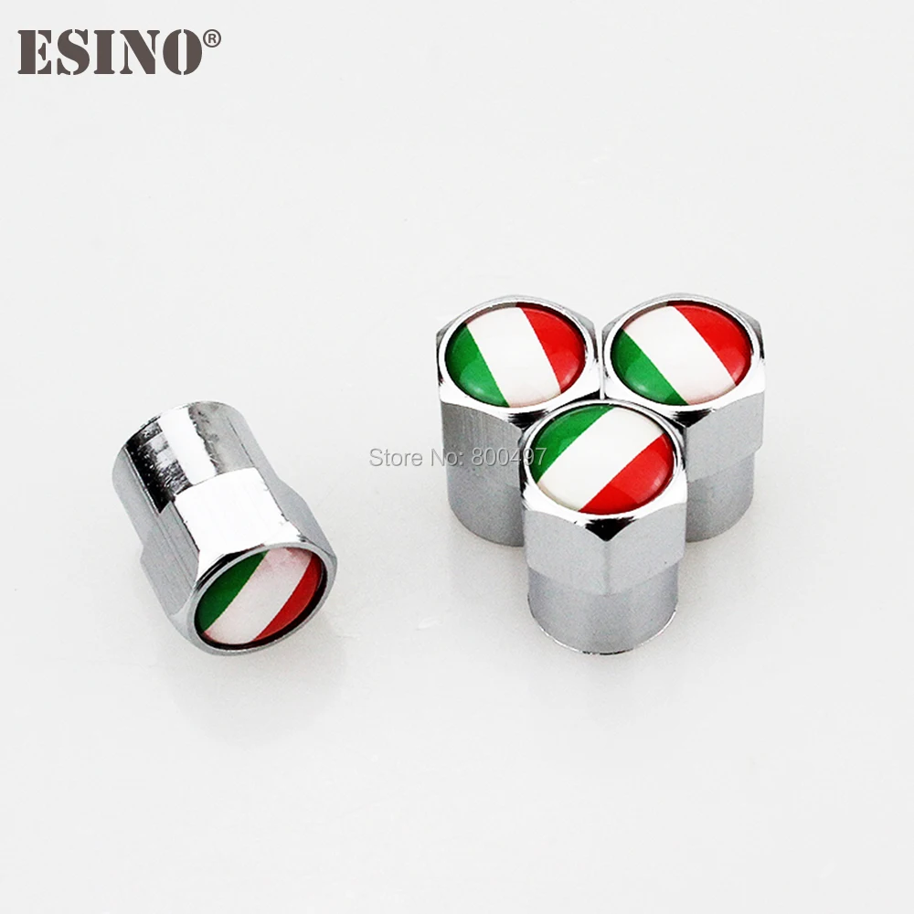 4 x Car Styling Stainless Zinc Alloy Italy National Flag Car Tire Valve Caps Wheel Tires Tyre Stem Air Cap Airtight Covers