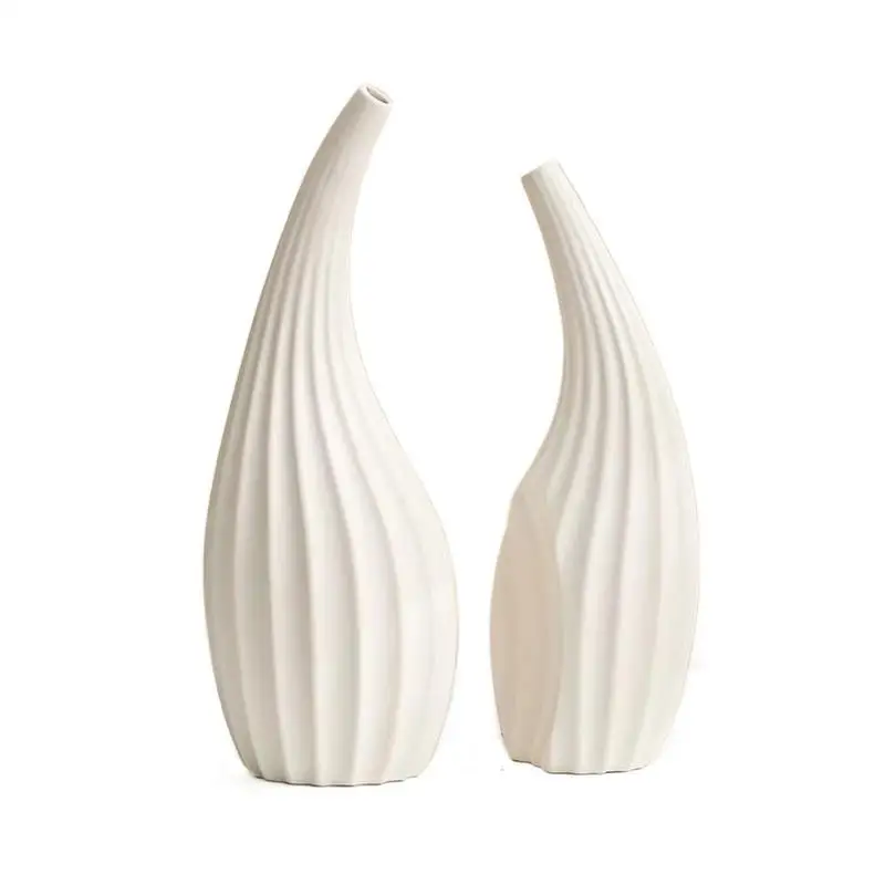 

Ceramic Vase Set Decorative Aesthetic Flower Vase 2PCS Minimalist Style Glossy Finish Rustic Vase Shelf Decor Home Decor For