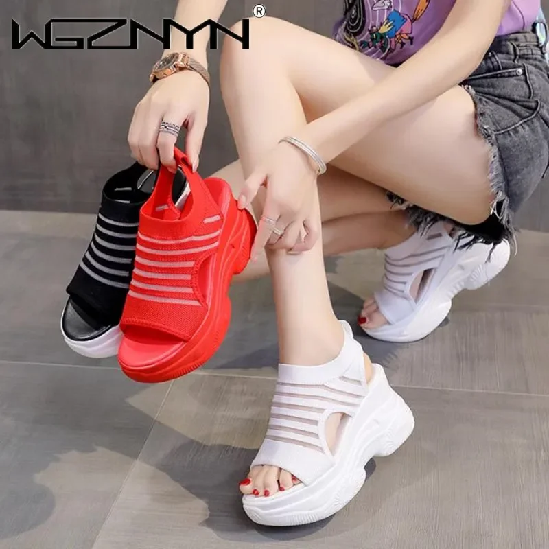 Heeled Sandals All-Match Muffins Shoe Open Toe High Heels Fashion Womens Shoes NEW Slip-on Loafers Summer Women Platform Sandals
