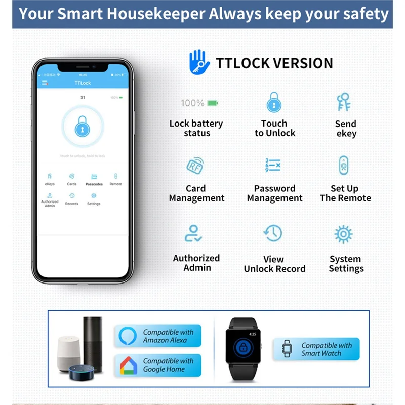 SQPP-Password Swipe Card Intelligent Lock Tongtong APP Bluetooth Unlocking Anti-Theft Fingerprint Replacement Lock Cylinder