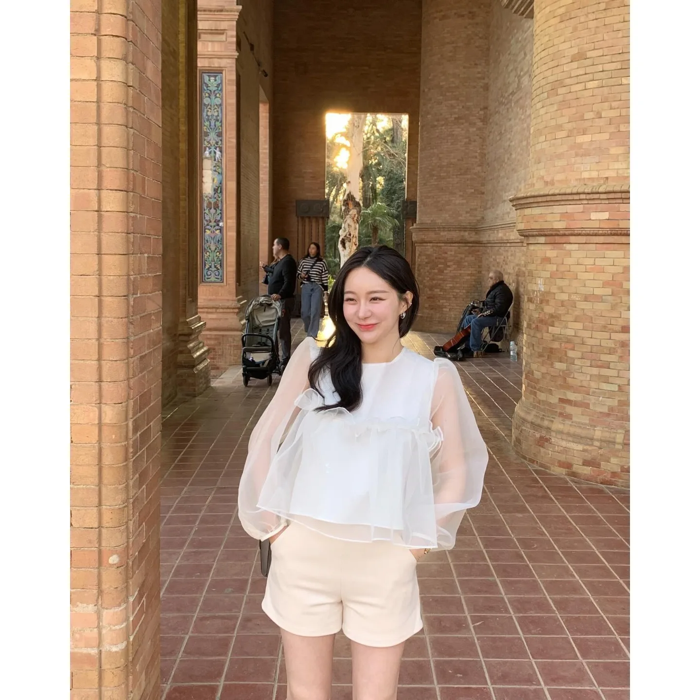 Ele round Ne Bubble irt con legno ain Ruffle Coreano Sle Donna Faionable Primavera Autunno Inverno Abbigliamento casual