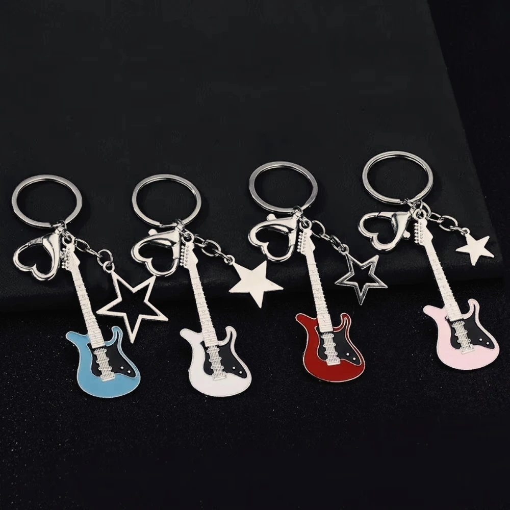 Creative Cute Metal Keychain Personalized Keyring Music Enthusiast Bass Guitar Pendant Key Ring Accessories Lover Small Gift