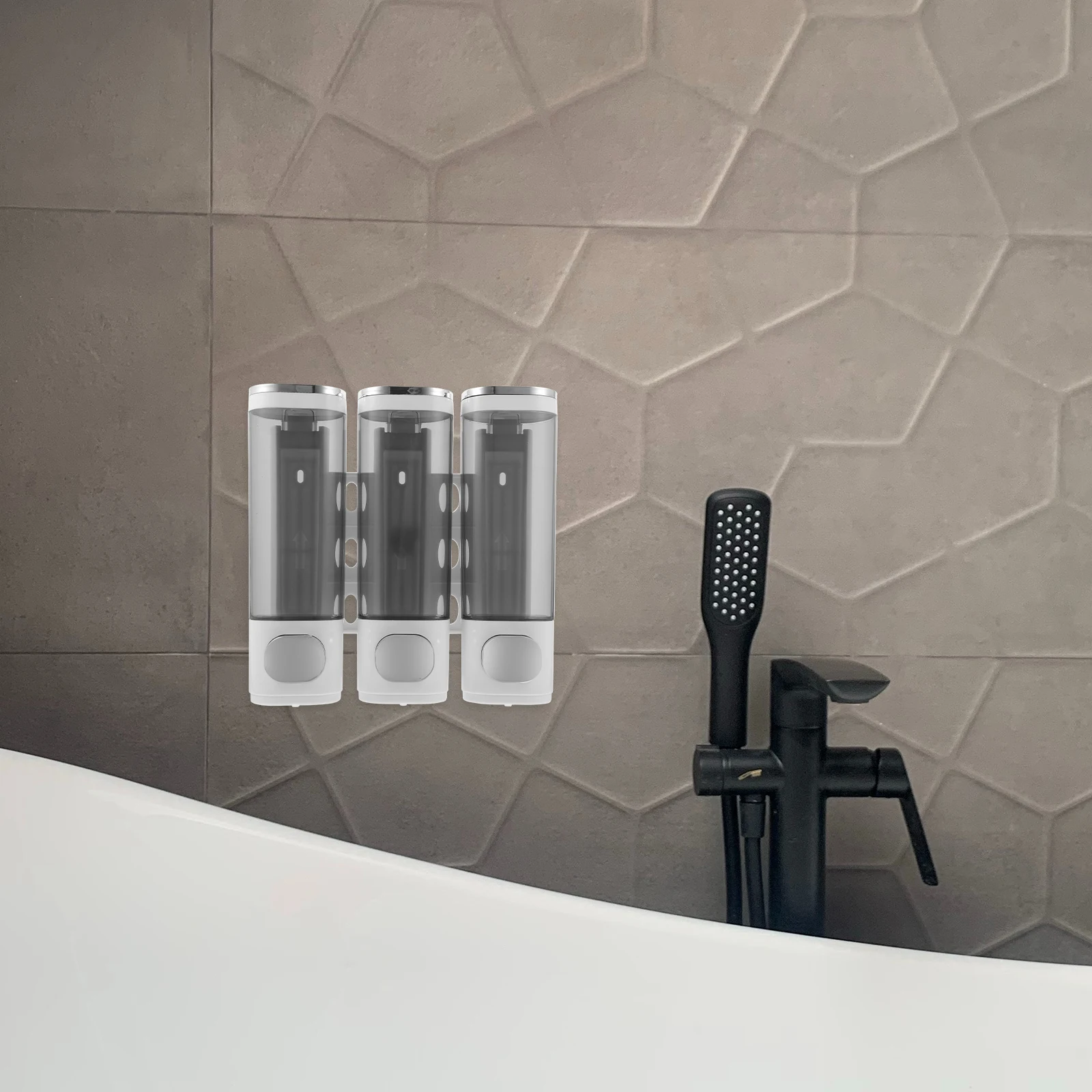

Wall Mounted Soap Dispenser Chrome White Manual Press Type Bathroom Shampoo Holder Liquid Soap Dispenser Space Saving