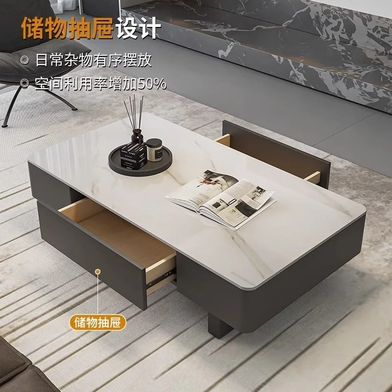 

Прямоугольный минималистичный журнальный столик из шифера для гостиной, дома, элитная комбинация для маленькой квартиры