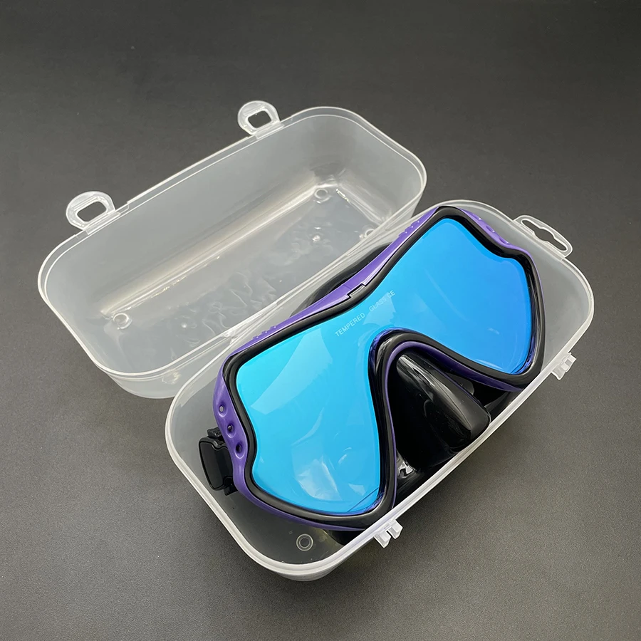 

Dropshipping Scuba Diving Goggles Outdoor UV Protection Mirror Lens Snorkeling Mask with Silicone Swim Hats Pack In Plastic Case