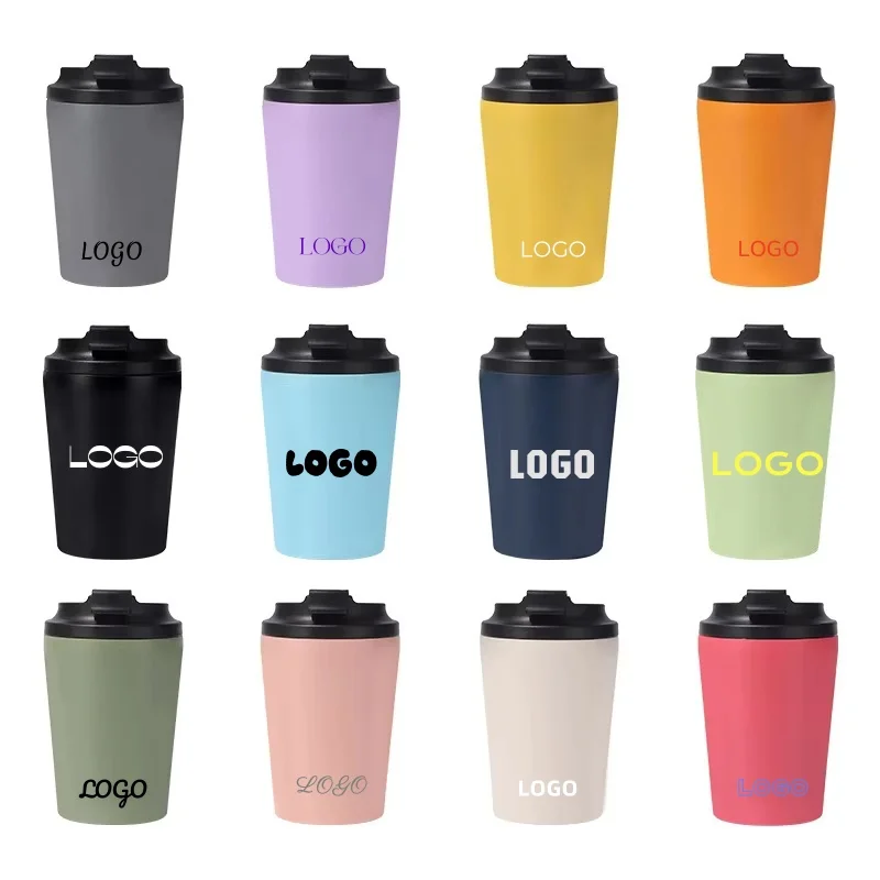 1PC 12oz coffee mug 304 stainless steel insulation cup Vacuum insulation portable flip cover car gift milk mug Customized LOGO