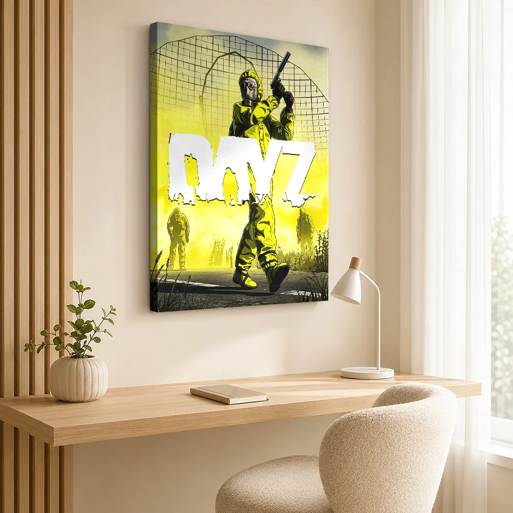 DayZ Survivor In Hazmat Suit Framed Canvas Poster Customized Photo Comic Book Shading Wall Art For Home Cinema Horror Fan Gift