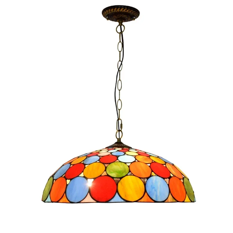 20 Inch Retro Stained Glass Bohemia Chandelier Pendent Light for Indoor Decoration Bedroom Hotel Tiffany Hanging Chandelier