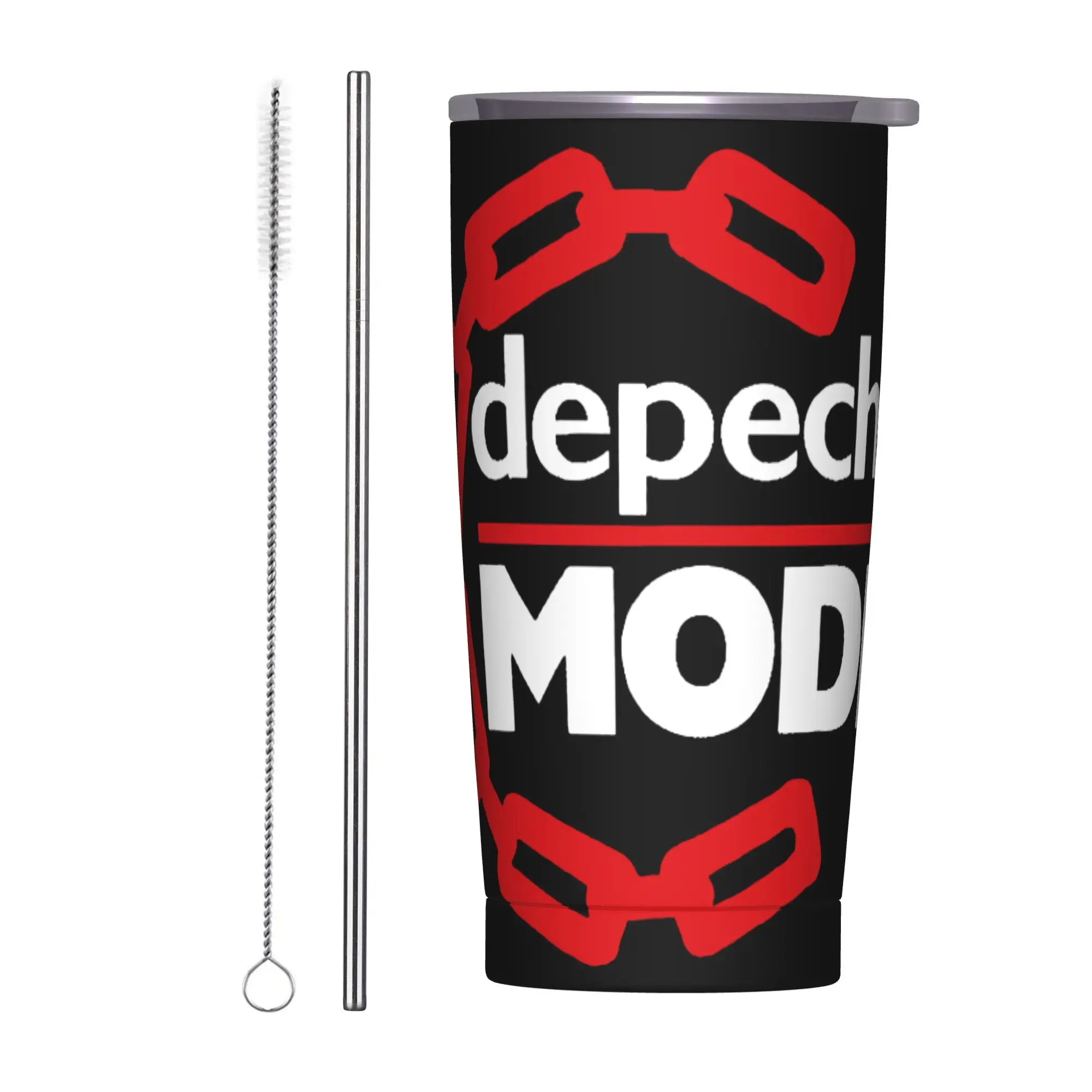 

Электронная рок-группа Depeche Cool Mode: Термокружка-тамблер с двойными стенками, крышкой и соломинкой, защита от проливания, 20 унций