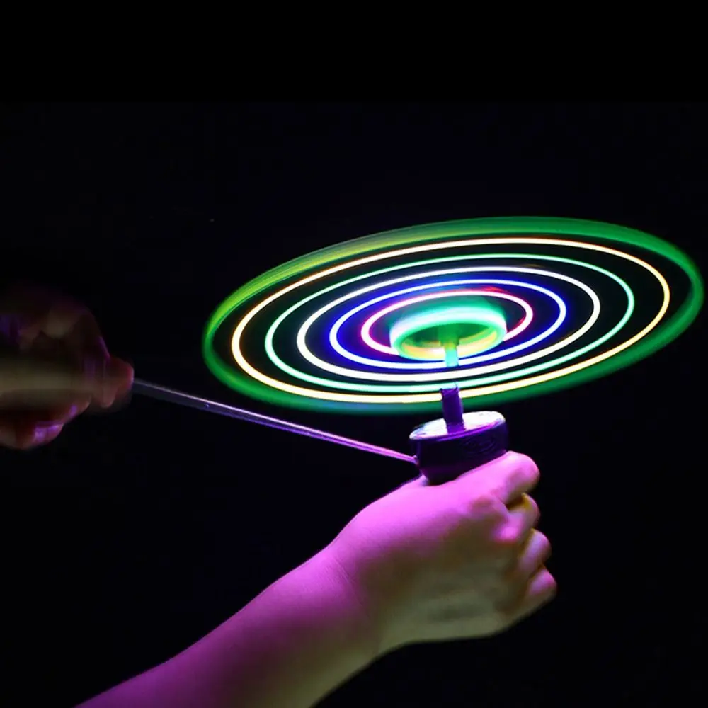 

Creative Plastic Lighting Flying Disc Propeller Toys Led Light Hand-push Flying Pull Wire Toy Pull String Flying UFO Toy Kids