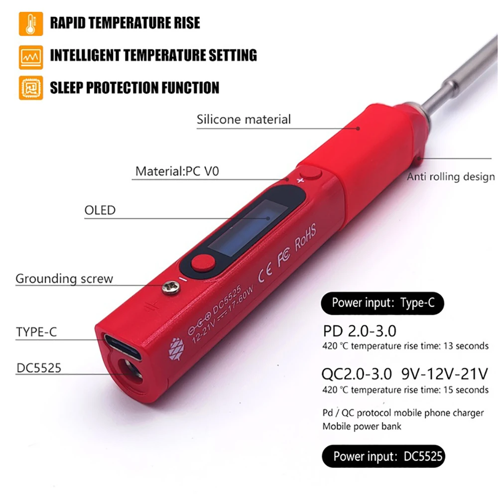 Pine64 bb2 pinecil v1 inteligente mini ferro de solda portátil TYPE-C para ferramentas de solda manutenção inteligente temperatura constante