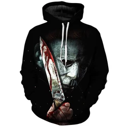 Halloween Michael Myers Horror Movie 3D Print felpe uomo donna moda felpe con cappuccio bambini pullover tuta uomo abbigliamento