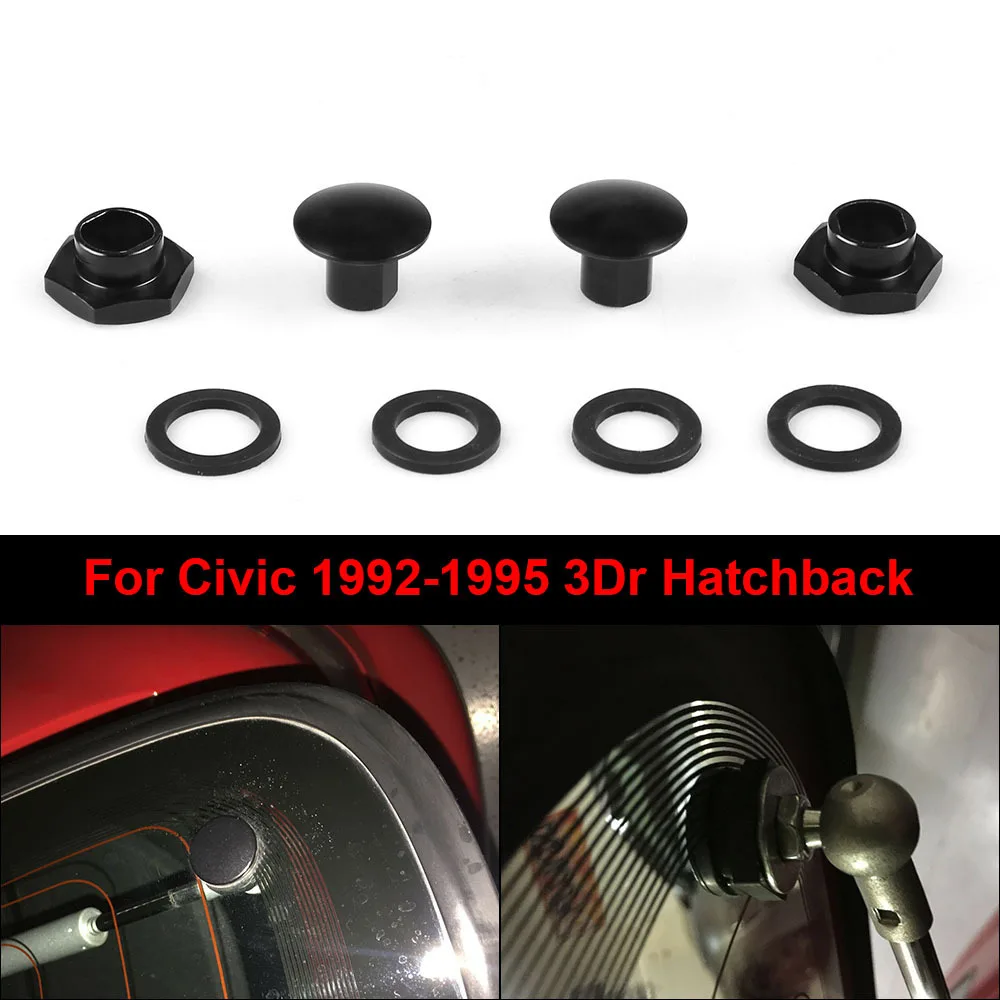 For 92-95 Honda Civic 3Dr Hatchback EG6 CRV Black Aluminum Rear Glass Strut Hardware Kit