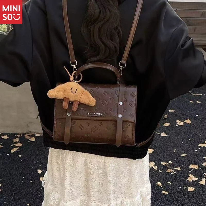 Miniso Mochila de gato de estilo coreano, bolso de mano de dibujos animados estéticos Ins, bolso grande y lindo de nicho para mujer