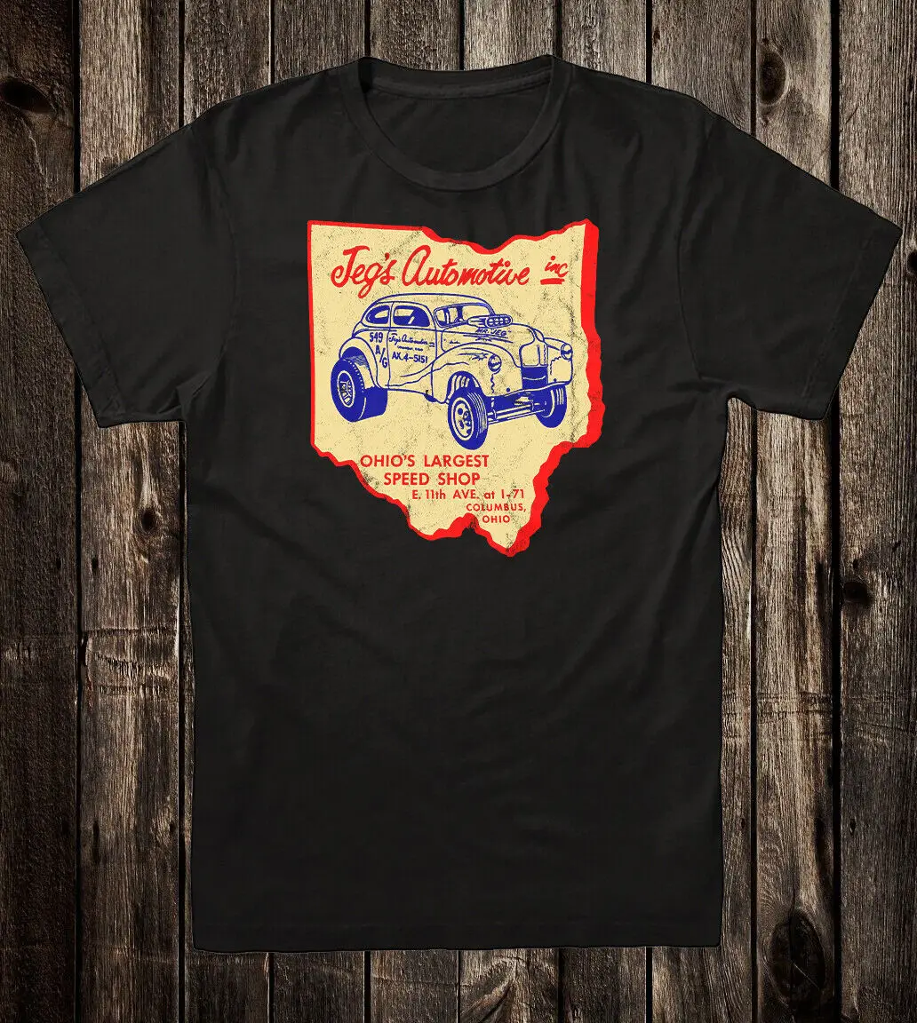 Hot Rod Tee T Shirt Drag Race Racing Nostalgia Vtg Art Jegs Speed Shop Ohio