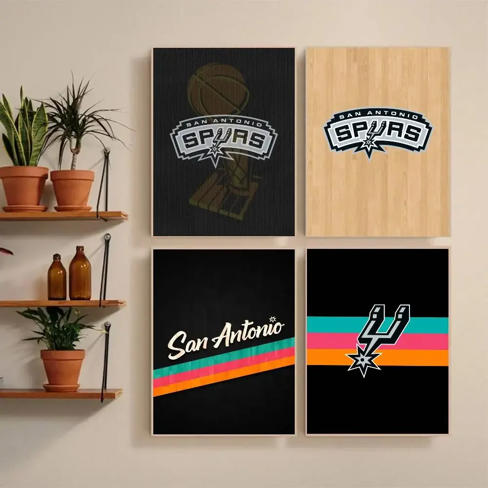 S-San Antonio S-Spurs Poster Self-adhesive Art Waterproof Paper Sticker Coffee House Bar Room Wall Decor