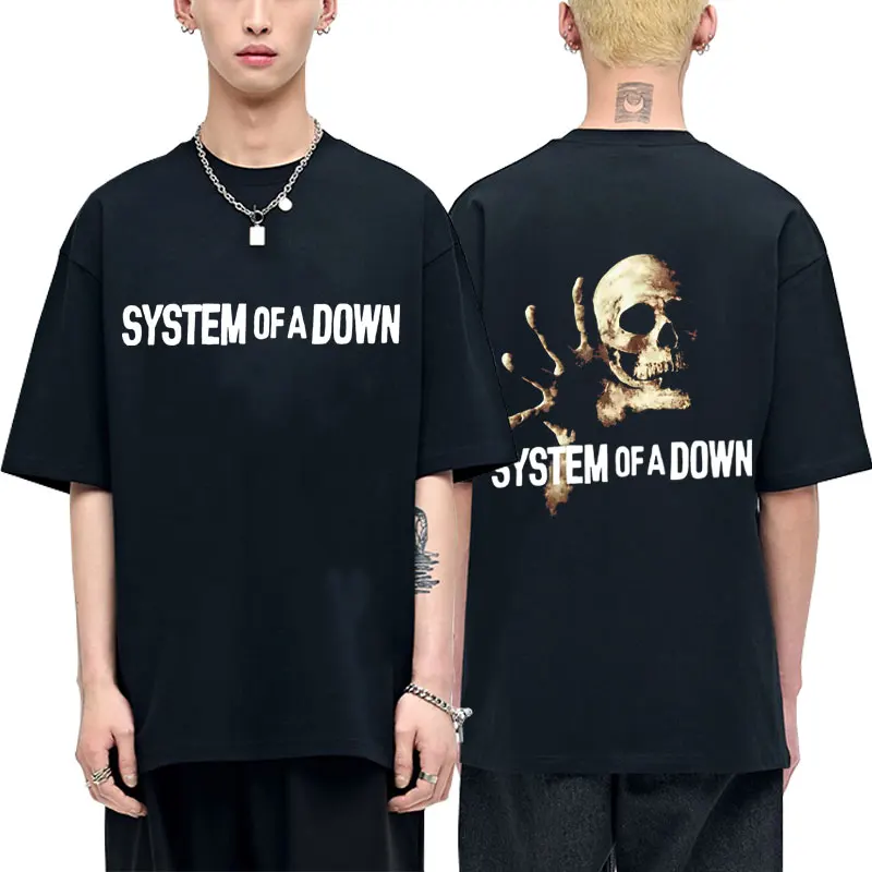 

System of A Down Skeleton Graphic T-shirts Men Women Vintage Rock Alternative Metal T Shirts Men's Casual Oversized Streetwear