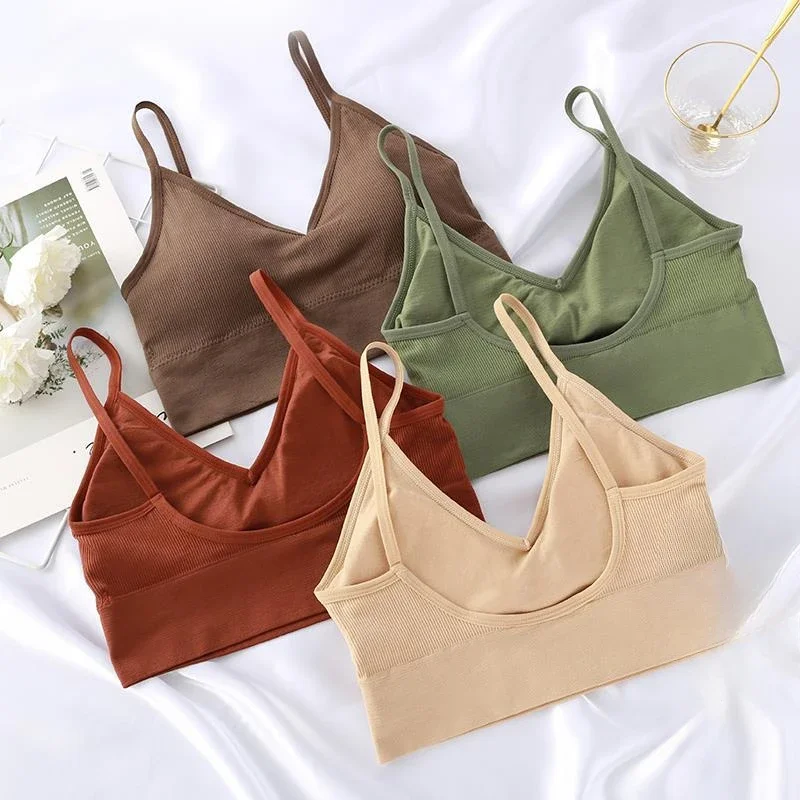 Women Sexy Crop Tops Bra Tube Top Female Streetwear Sleeveless Seamless Sports Bra Crop Camis Top Tee Bandeau Top Basic Tank