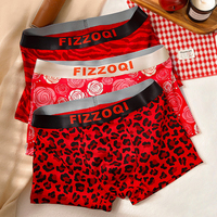 EXILIENS Brand Red 3pcs Cotton Boxer Men Underwear Hot Mens Boxers Cuecas Masculinas BoxerShorts Man Panties Size L-4XL HS7813