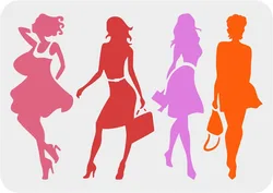 Fashion Women Stencil 11.7x8.3inch Urban Beauty Women Drawing Stencil Beautiful Girls Stencil Woman Theme for Painting