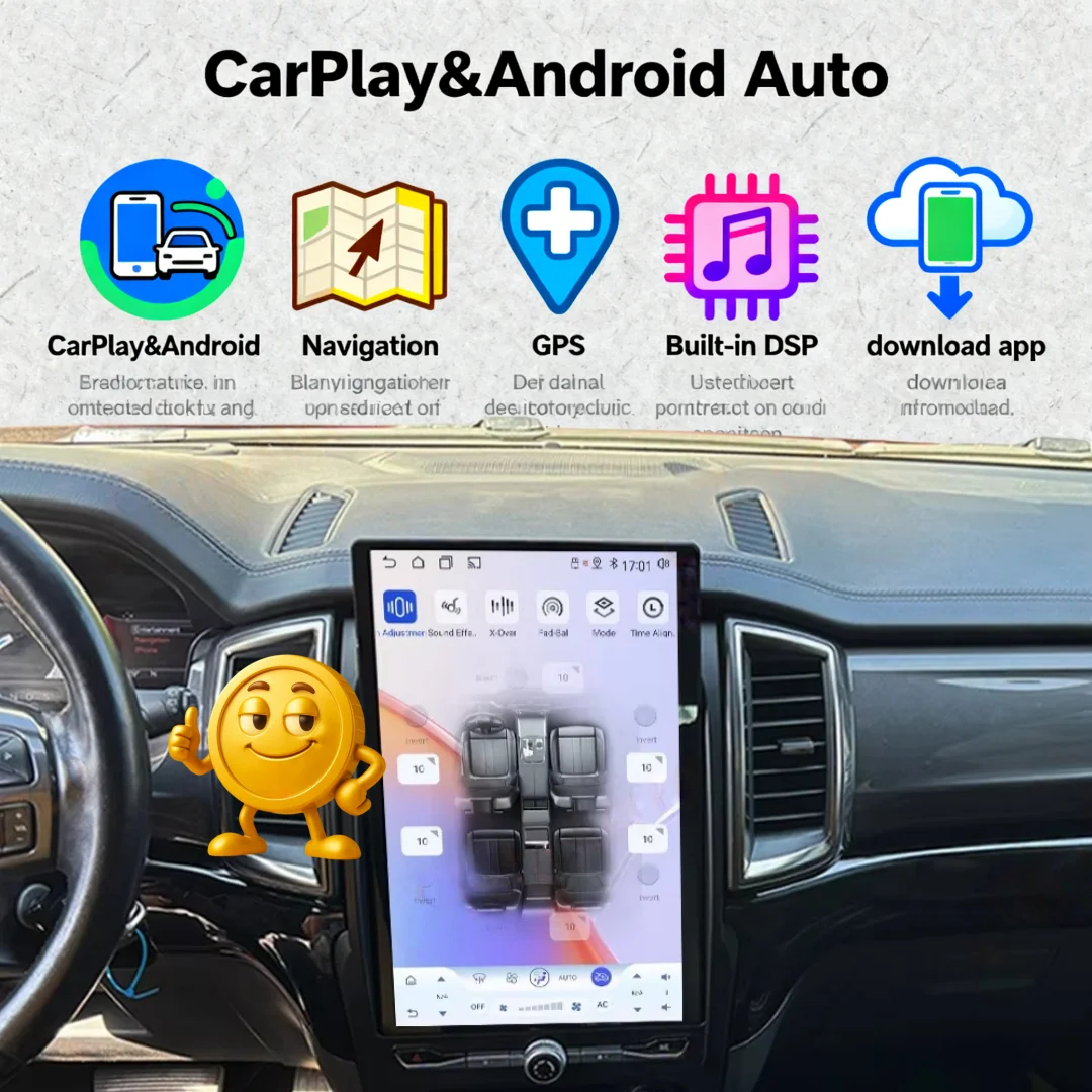 

14.5" Touch Screen Car Radio Multimedia For Ford Everest Ranger 2015-2022 Wireless Carplay GPS Navi Auto Manual Air Conditioning