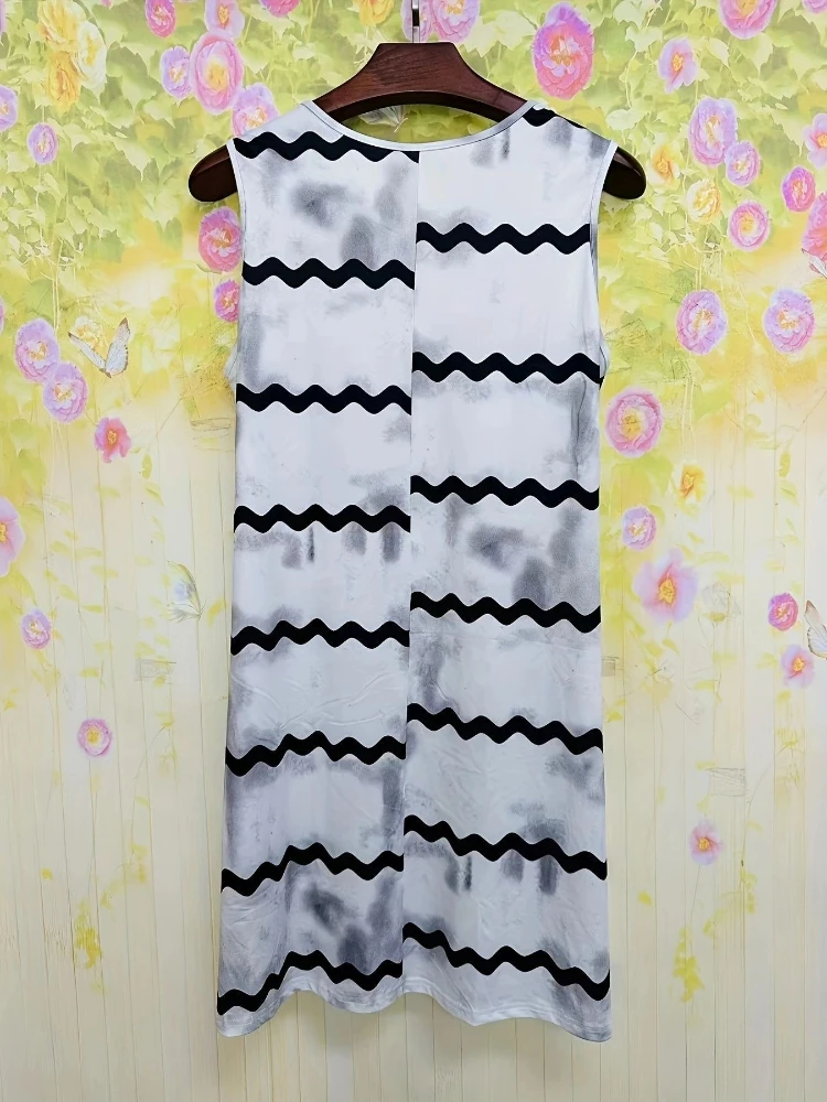 2023 dames slim fit gestreepte jurk - lente zomer mouwloze a-lijn midi-jurk casual losse loungejurk