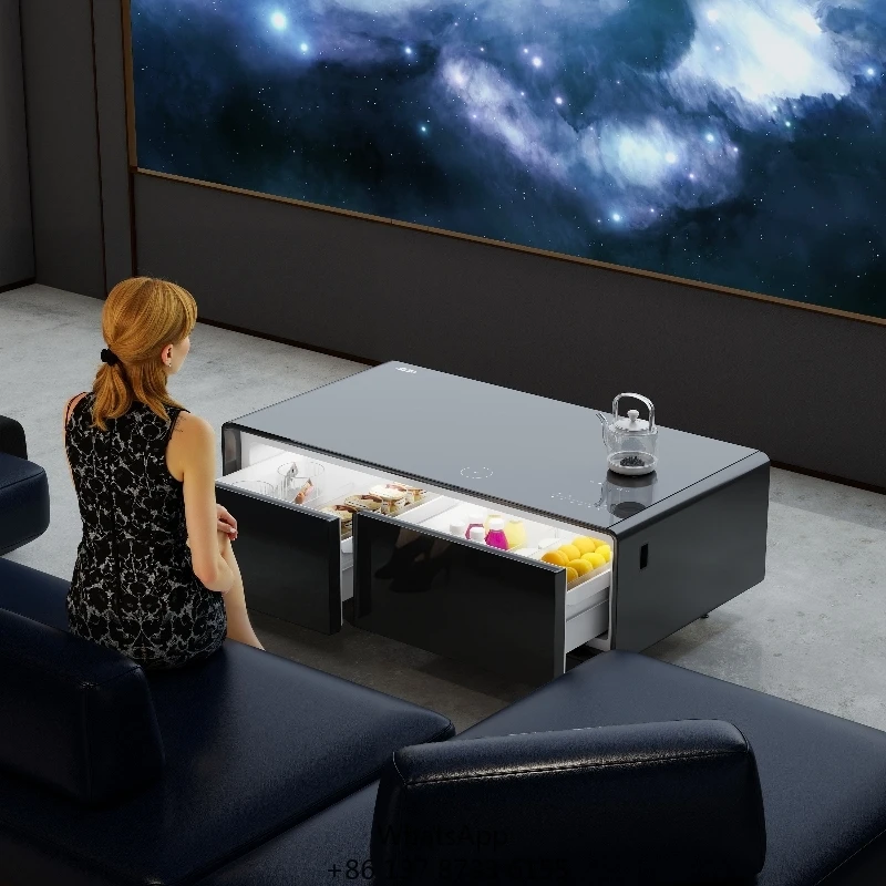 

Multifunctional Luxury Living Room Furniture Smart Coffee Table With Wireless Charging Mini Refrigerator